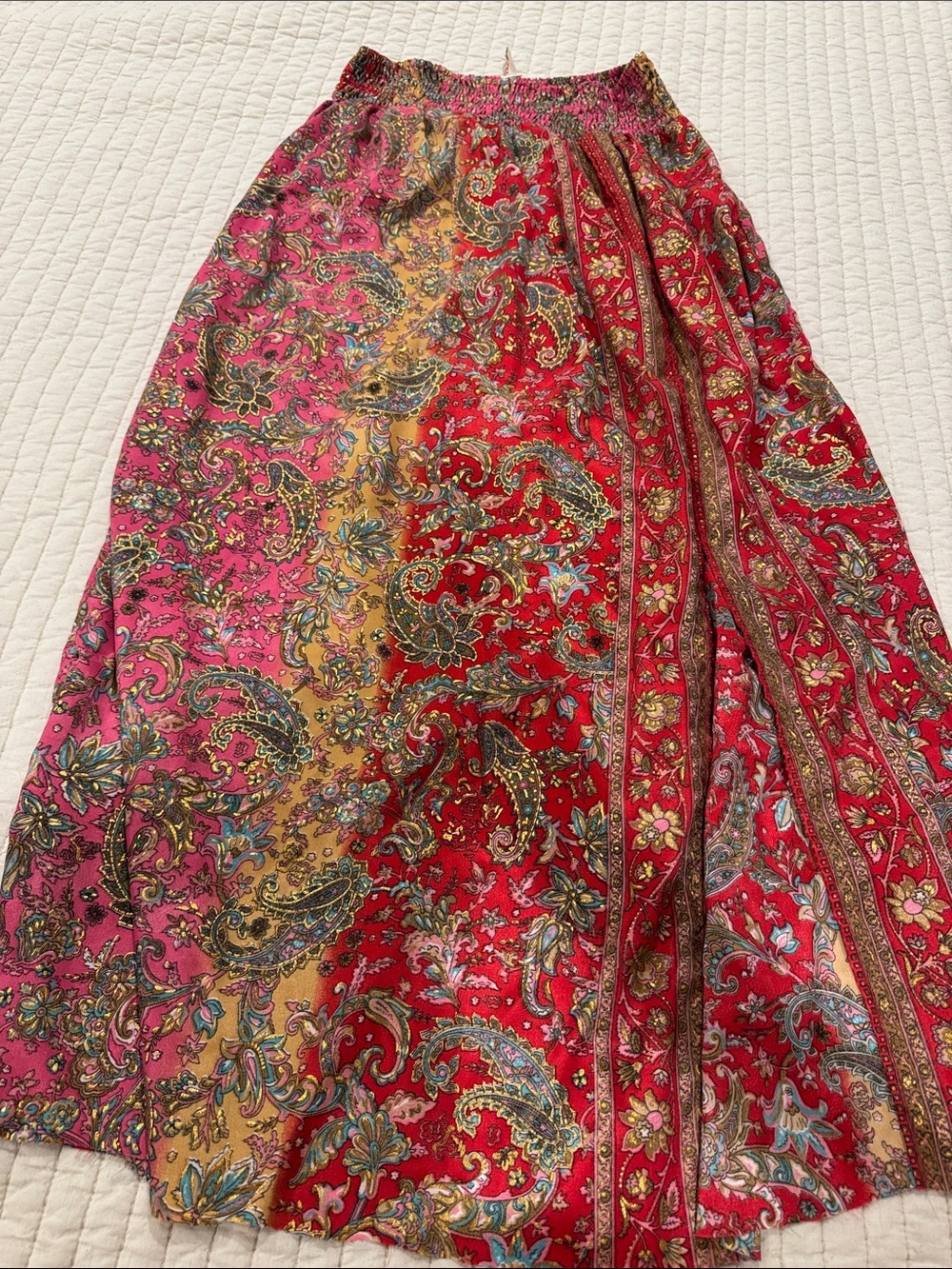 Raga Bohemian Paisley Maxi Skirt - Red & Pink